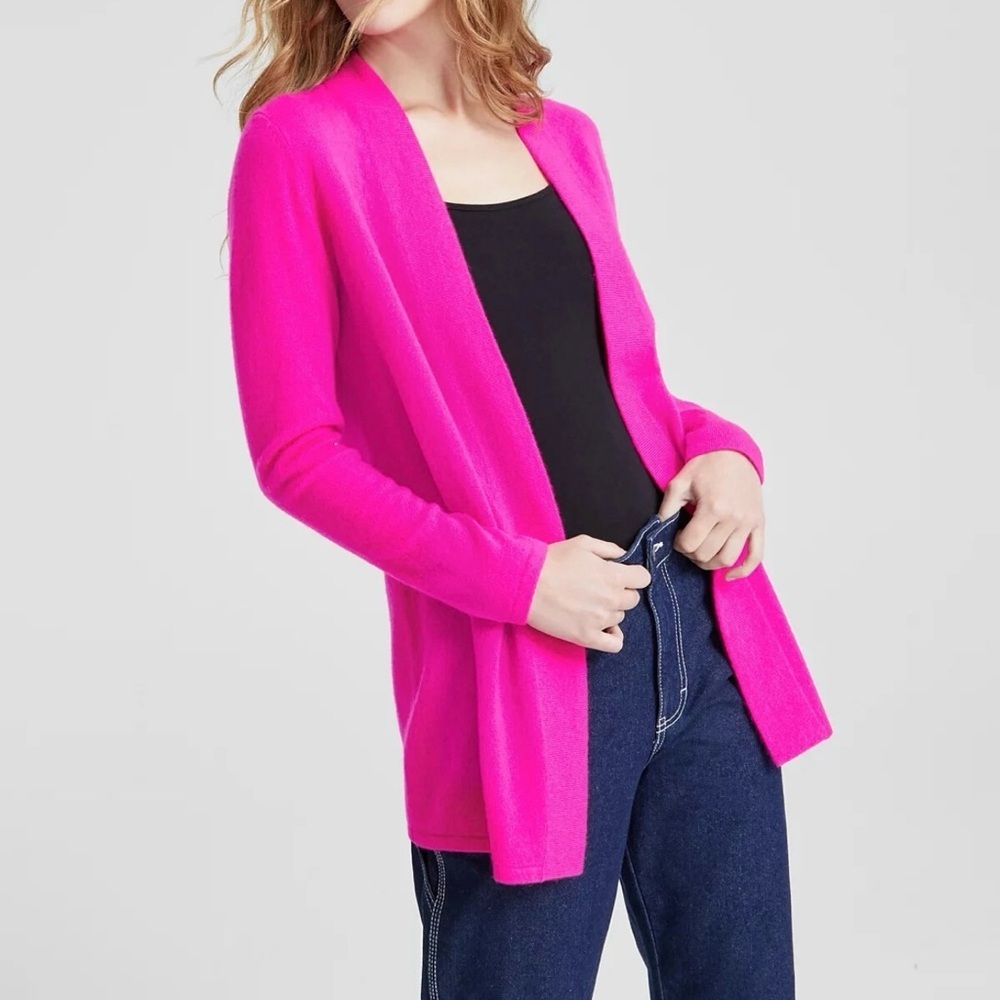 Charter Club Luxury Fuchsia Open Front Cardigan Size M